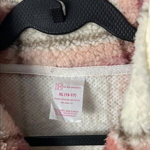 No Boundaries Pink and Cream Fleece Jacket